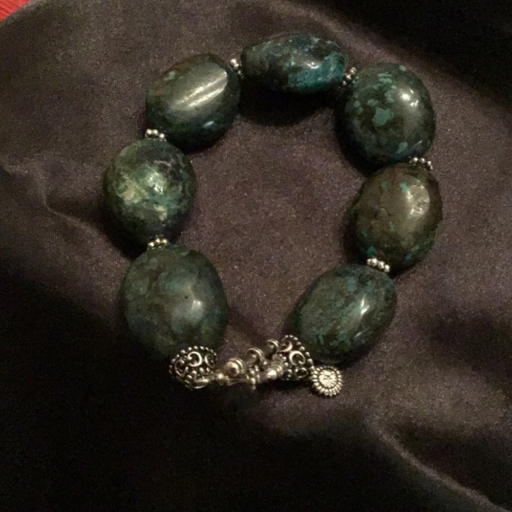 Deep green turquoise bracelet